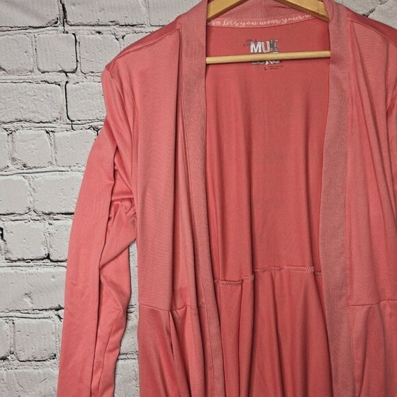 Muk Luks Coral Pink Soft Duster Cardigan Sweater NWT Size L - Picture 4 of 11